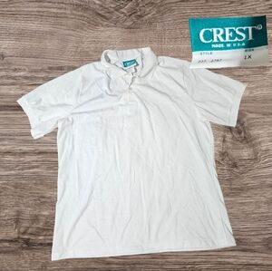 VTG/90s CREST Work Uniform White Polo Shirt‎ USA Made Short Sleeve Size XL